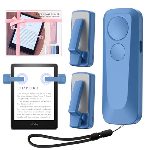 RF Remote Control Page Turner for Kindle Paperwhite Kobo eReaders, Kindle Page Turner with Forward and Backward Page Turns for Camera Video Record and Shutter Selfie (Blue)