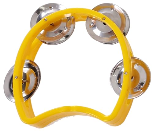 Pandeiro Infantil Meia Lua Pandeirola Profissional Colorido Para Criança Percussão Musical em ABS Instrumento de Mão Zaidan's (Amarelo)