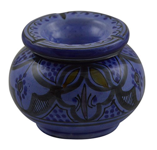 Ceramic Ashtrays Hand Made Smokeless Large Moroccan White Blue
