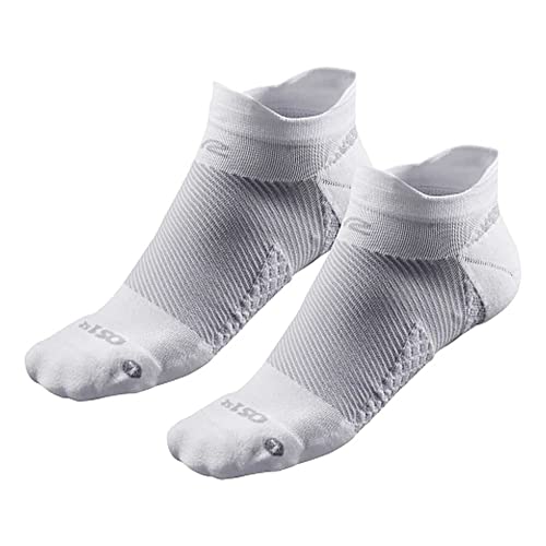 Road Runner Sports R-Gear OS1st Plantar Fasciitis No Show Socks for Men and Women, White, S, (2 Pairs)