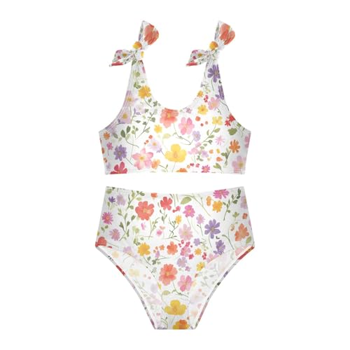 KLL Flowers Colorful Girls' Two Piece Bikini Sets Scoop Neck Swimsuits Swimwear Adjustable Shoulder Strap3