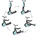 meteor Kickscooter Mixon 5in1 Crossover Kick-Scooter Big laufrad City Scooter Dreiräder Faltender Tret-Roller Dreiradscooter für Kinder Spielzeug Sehr langlebig(Mixon Black/Blue)