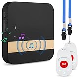 CoolShef Wireless Caregiver Pager System – Emergency Alarm for Elderly, Fall Alert & Panic Button with 1 Plug-in Receiver & 2 Call Buttons, Personal Alarm & Call Bell for Safety (80M Range)