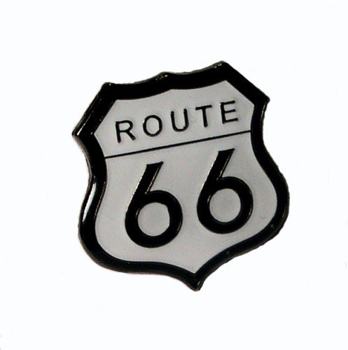 Mainly Metal Black Enamel Pin Badge Route 66 Transport Road Sign