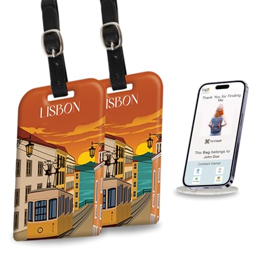 [Pack 2] tag8 Lisbon Smart Bag Luggage tag |Trendy Luggage tag ID Identification Fashionable Digital Name tag | Airline Compliant, SITA World Tracer Code Enabled | Travel Gift idea, Collectible