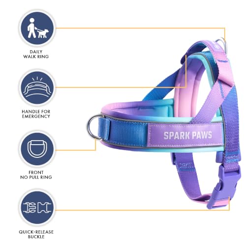 Image of Spark Paws No Pull Front Clip Dog Harness - Easy On, Padded and Lightweight | Two Clips, On in Seconds, Chest Bearing, Australian Style, No Throat Pressure, for Small Medium and Large Breeds