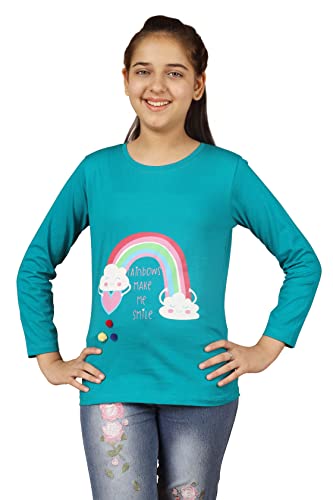 Image of KYDA KIDS 100% Cotton Girls Full Sleeve Printed T-Shirt,Regular fit Round Neck Tops