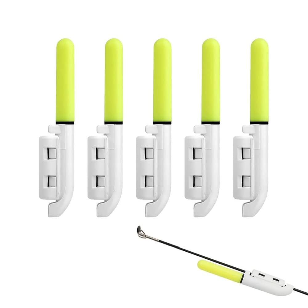 Lot De 5 Alarmes De Pêche Lumineuses LED - Étanches Et Avec Boucle - Pour Pêche De Nuit - Vert
