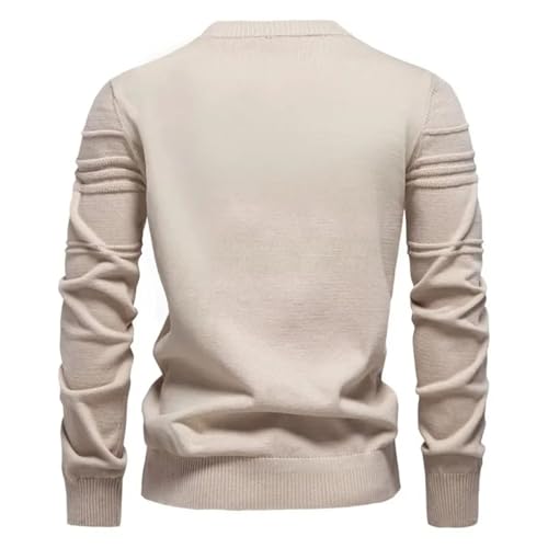 Mens Crewneck Pullover Solid Color Warm Knit Sweater Long Sleeve Casual Knitwear3