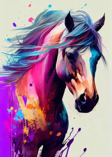Affiche cheval au galop pour salon : toile moderne sauvage 60x90cm