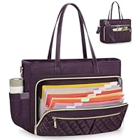 Teacher Bag 15.6 Inch Work Bag Women Laptop Tote Bag with Accordion File Organizer Pocket & Insulated Pocket Computer Tote Bag for Nursing, Office, College, Travel