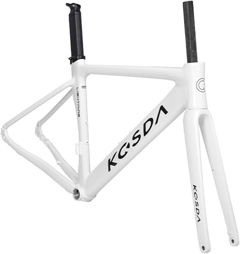 700C Road Bike Frameset 45CM 48CM 51CM Aluminum Alloy Disc Brake Frame Wind Breaker Frame Carbon Fiber Fork BSA BB68 Thru Axle 12 * 100mm 12 * 142mm(Gray,45cm)