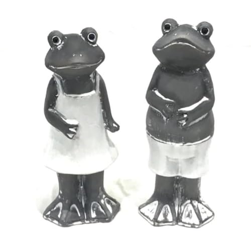 Set of 2 Assorted Paper Mache Frogs Figurine