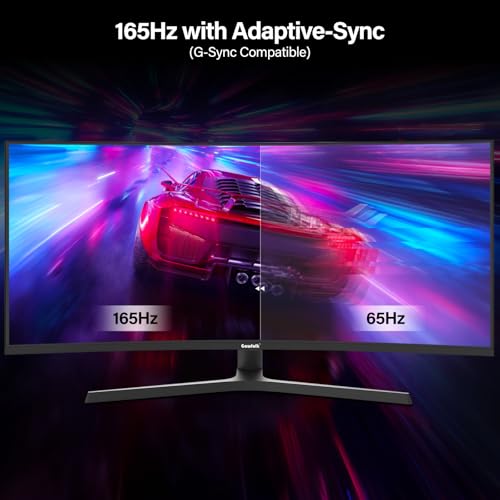 Gawfolk 34 Zoll Ultrawide Curved Gaming Monitor 165Hz, 1500R PC Bildschirm UWQHD 3440x1440 mit Höhenverstellung, Gebogenes Computerbildschirm, VA, Displayport, HDMI, unterstützt VESA 75 x 75 mm 2