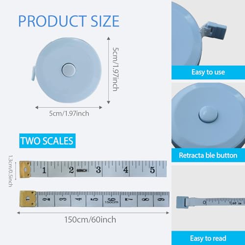 Body Measuring Tape, 8 Pack Tape Measure, 60 Inch Retractable Dual Side Mini Measuring Tape for Body Measurements, Sewing, Handwork, Crafts, Tailor