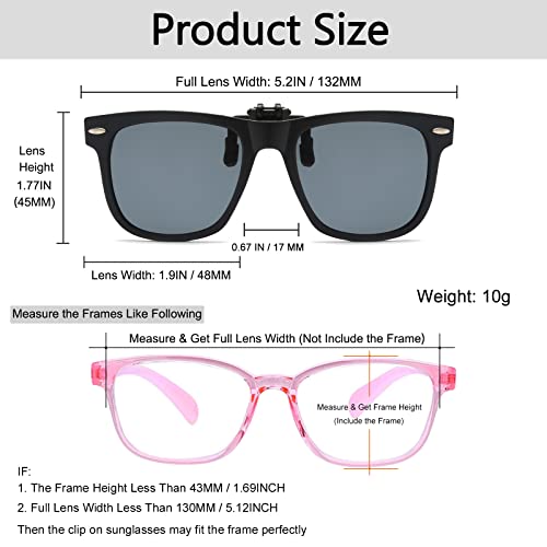 Kids Clip-On Polarised Sunglasses - UV Protection Flip Up for Boys & Girls, Grey - Image 2