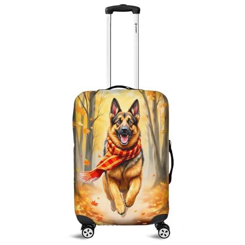 Welcome Fall German Shepherd Strolling Through the Autumn Maple Forest Travel Luggage Cover Alsatian Dog Lover Gifts Suitcase Dust Protective Decor 12012
