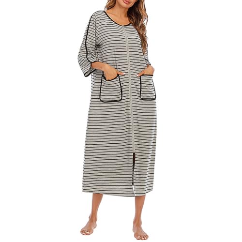 Robe de nuit zippée grise idéale pour le télétravail et les moments cocooning