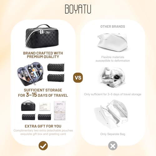 BOYATU 3-Piece Lay-Flat Makeup Bag