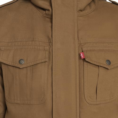 Levi's Herren Militärjacke aus gewaschener Baumwolle mit Kapuze, Braune, weiche Baumwolle, S 5