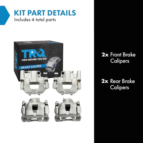 Image of TRQ Front and Rear Brake Caliper Set Zinc Coated Brackets Compatible with 2005-2010 Scion tC
