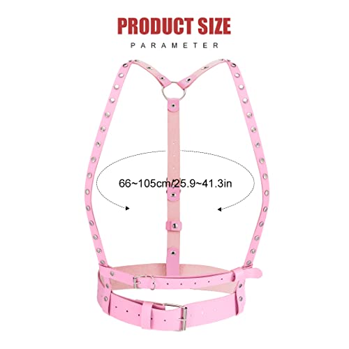 BODIY Women Waist Belt Rivet Body Chain Punk Leather Rock Belts Rave Accessory for Halloween2