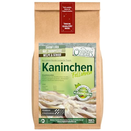 ORIGINAL LECKERLIES Kaninchenohren mit Fell, 2kg. Natürlicher Darmputzer! Proteinreich. Naturbelassene Kaninchenohren mit Fell. Ideal für Allergiker und magenempfindliche Hunde.