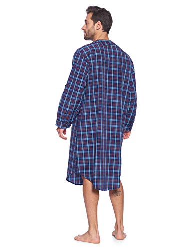 Ashford & Brooks Men's Long Nightshirt | Woven Plaid Henley Gown Sleep Shirt4