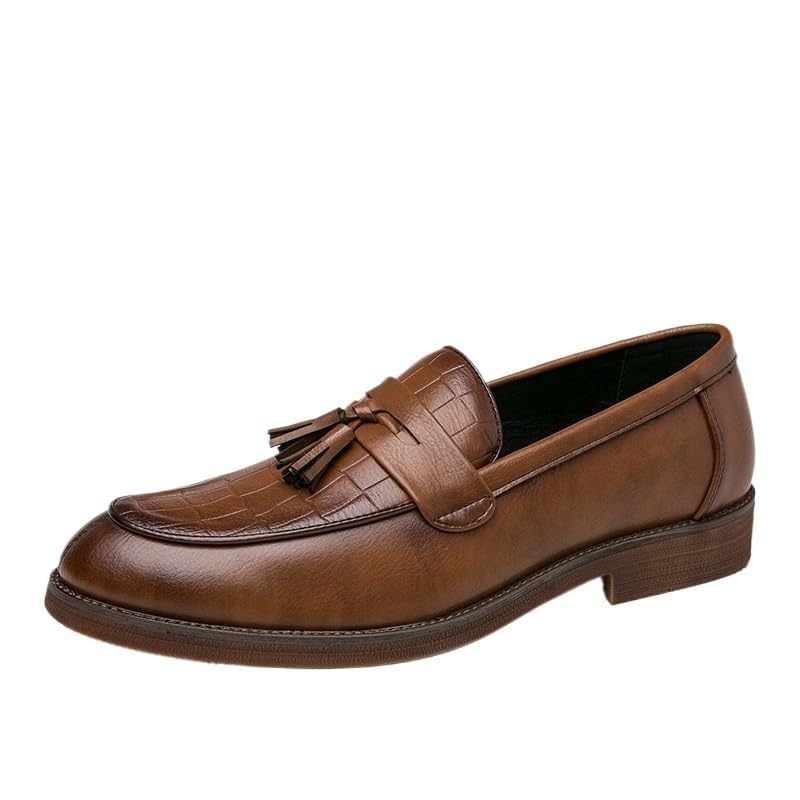 Men's Classic Leather Dress Shoes Slip-On Walking Loafers Non-Slip Softsole Formal and Party Oxford Shoes