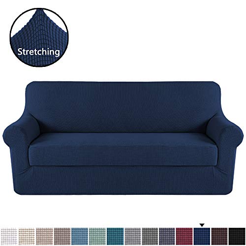 H.VERSAILTEX Sofa Cover 2 Piece Stretch Couch Covers for 3 Cushion Couch Sofa