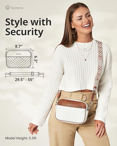 Image of Vantamo Premium Quilted Crossbody Bags for Women with Anti-Pickpocket Clip, Vegan Leather Handbags, Travel Purses for Women