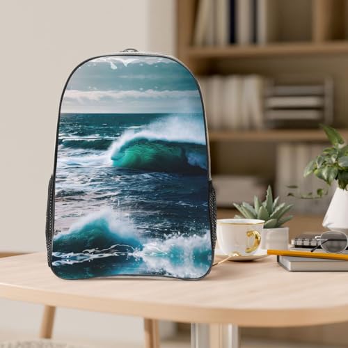 Sac à dos transparent imprimé eau de mer au design décontracté chic avec finitions noires - 5