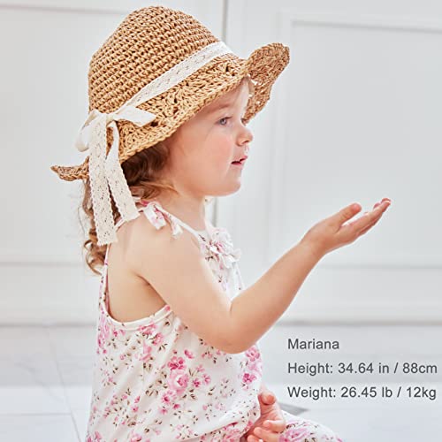 pureborn Baby Toddler Girls Straw Sun Hat Summer Beach Hat3