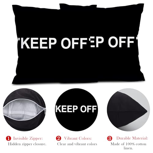 Khxriypha Hypebeast Room Decor Keep Off Pillow Set of 2 Breathable Pillow Cover Square Cushion Case for Home Sofa Couch Decoration 16×16 inch Black-1 by Khxriypha - Used condition - Image 3