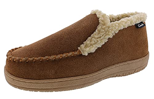 Clarks Men's Suede Leather Sherpa Lined Ankle Bootie Slippers, JMH1952 - Indoor/Outdoor Slip-Ons - Comfy & Durable Ankle Boots with Plush Lining Padded Insole & Gripped Rubber Outsoles