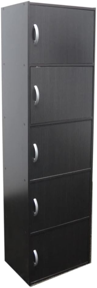 Home Basics Gabinete de cubo de 5 puertas, grande, negro