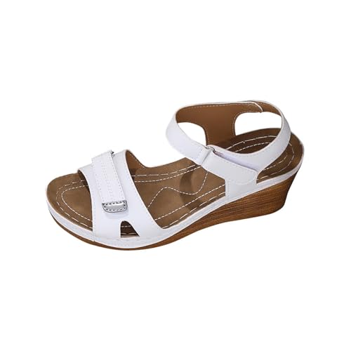 Sandales compensées blanches pour femme en taille 39.5 avec bout ouvert et semelle épaisse