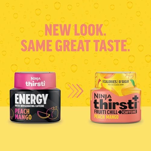 Ninja Thirsti Flavored Water Drops, FRUITI CHILL+ Variety Pack, Bold Fruit Flavor with Caffeine, Sparkling or Still Calories, Zero Sugar, Makes 17, 12oz drinks, 3 Pack, WCFV3
