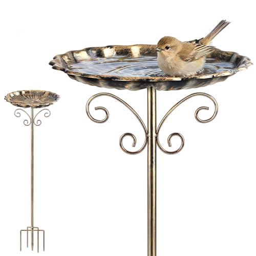 Bird Bath for Garden 98cm Metal Freestanding Birdbath & Support Vintage Bird Bath Bowl for Garden Outdoors Patio Yard Lawn Decor