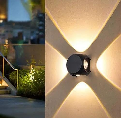 Image of blissbells Modern 4W LED Wall Light with Up & Down Light Effect | Black Aluminum Decorative Wall Lamp for Living Room, Bedroom, Hall & Staircase (4 Way Warm)