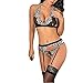 Produktbild Damen Babydoll sexy Dessous Spitze Pyjama Pyjama Set Babydoll Petticoat Spitze Dessous Set Damen Dessous sexy BH und Slip Set für Frauen Gürtel Kleid Spitze Tasse Pyjama