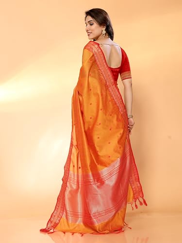 Image of Sidhidata Women's Cotton Silk Jacquard Boardered Saree With Unstitched Blouse Piece (Kalyani)