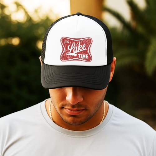 Image of It's Lake Time Summer Classic 5 Panel Foam Front Mesh Snap Back Trucker Hat