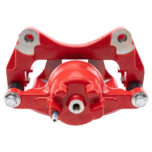 Image of TRQ Front Brake Caliper Set Painted Red Brackets Compatible with 2011-2014 Chrysler 200 2007-2010 Sebring 2008-2014 Dodge Avenger 2007-2012 Caliber 2007-2017 Jeep Compass Patriot