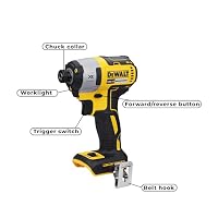 DEWALT 18 Volt Akku-Schlagschrauber (1/4”) DCF887N (bürstenloser Motor, Dreh- und Schlagzahl elektronisch über 3 Stufen einstellbar, max. Drehmoment: 205 Nm, ohne Akku und Ladegerät) – Ansicht 3