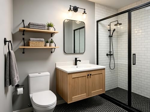 Image of Phansthy Vintage Wall Sconce with Switch, 180 Degree Adjustable Hardwired Bathroom Vanity Light, Industrial Wall Light with 5.9 inch Globe Glass Shade for Living Room Kitchen (Black, 2-Light)