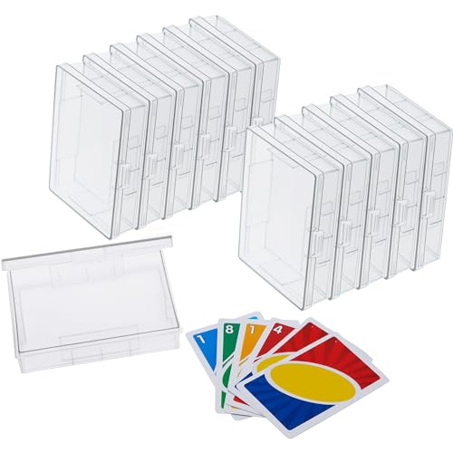 Blulu 12 Pcs Card Deck Boxes Empty Plastic Storage Box Clear Playing Card Case Holder Game Organizers Container, Snaps Closed