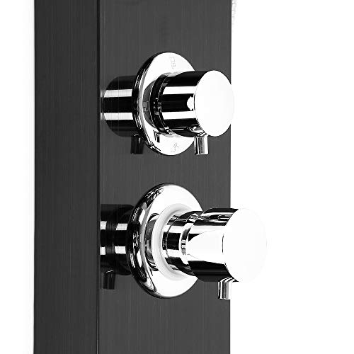 Panneau de douche hydromassage 5 modes en acier poli avec jet cascade