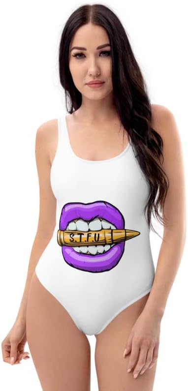 STFU Electric Purple Logo One-Piece Swimsuit - White