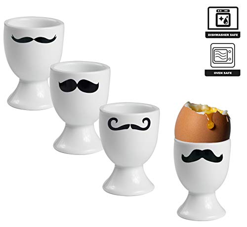Cestash Egg Cups for Soft Boiled Eggs - Ceramic Egg Cups for Hard Boiled Eggs - Black and White Stylish Egg Servers - Set of 4 - Thumbnail 3